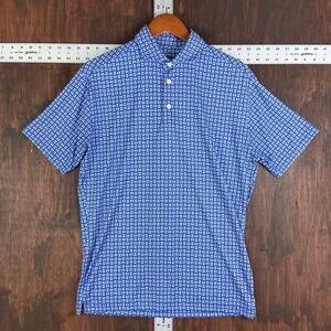 Mizzen Main Phil Mickelson Geometric Golf Polo Shirt Trim Fit Blue Men's‎ Small